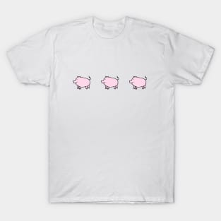 Three Cute Pink Pigs Left T-Shirt